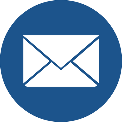 Email message icon in blue circle